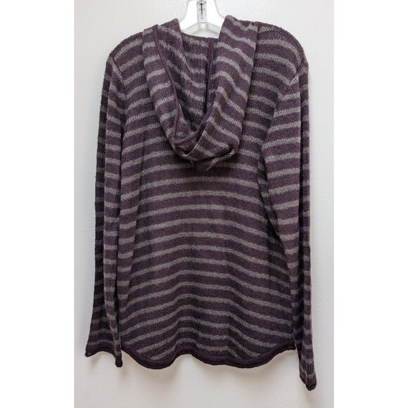 Joe's Jeans Men's Sz L Striped Hoodie Sweater Lightweight Knitted Plum/Grey - Picture 3 of 5